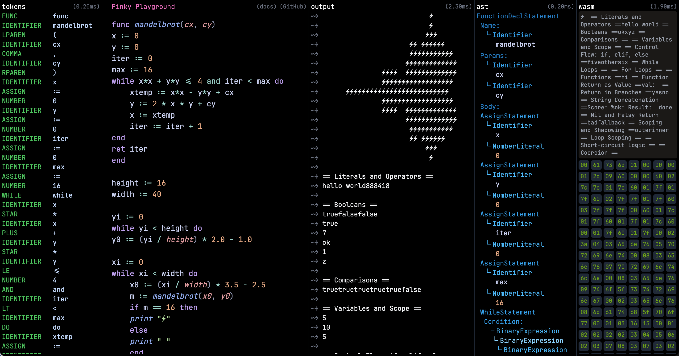 GitHub - KevinBatdorf/pinky-wasm: A pinky lang lexer, compiler, and ...