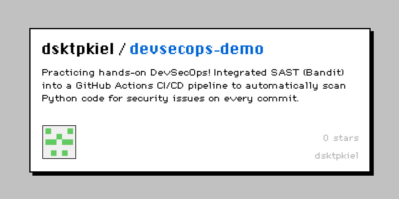 GitHub - dsktpkiel/devsecops-demo: Integrated SAST (Bandit) into a ...