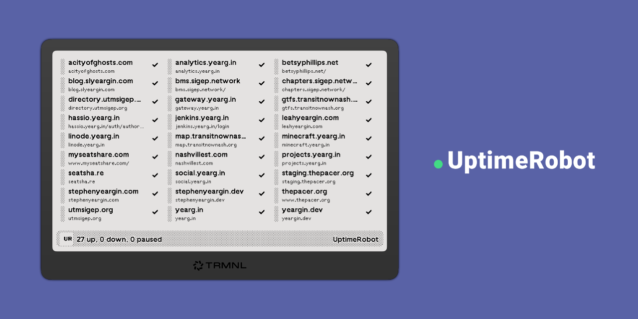 GitHub - stephenyeargin/trmnl-uptimerobot: 🤖 UptimeRobot for TRMNL
