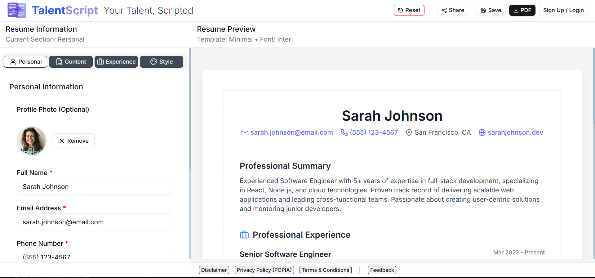 GitHub - SeanDylan1982/talentscript: Professional resume creation ...