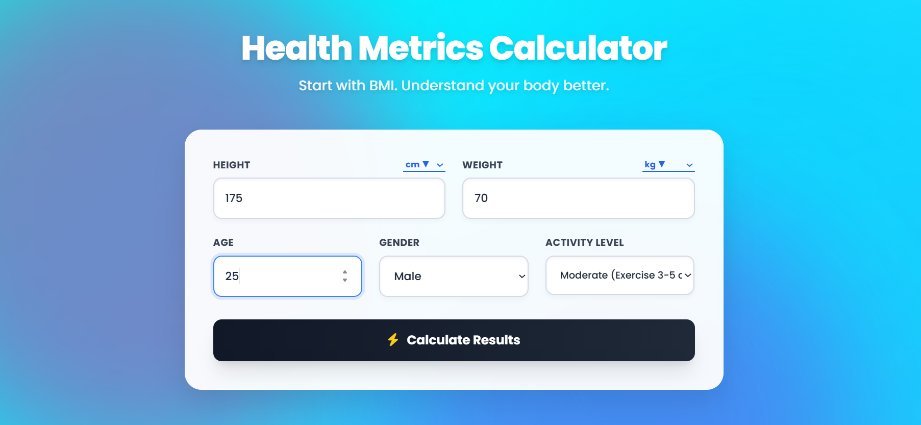 HealthMetricsCalculator
