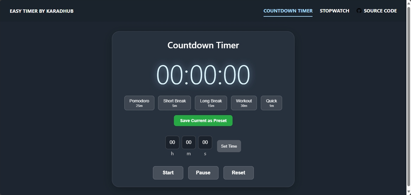 GitHub - karadhub/EzTime: A modern, ad-free web-based timer application ...