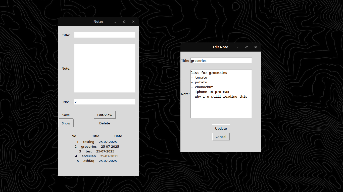 GitHub - leapyrr/py-notes: Python based notes app powered by SQLite3 ...