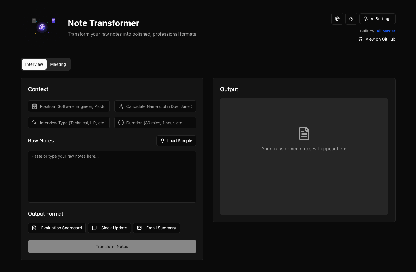 GitHub - ali-master/note-transformer: AI Powered Transform raw notes ...