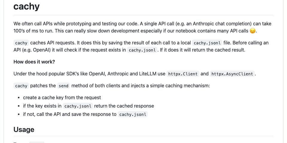 GitHub - AnswerDotAI/cachy: Cache your API calls with a single line of ...