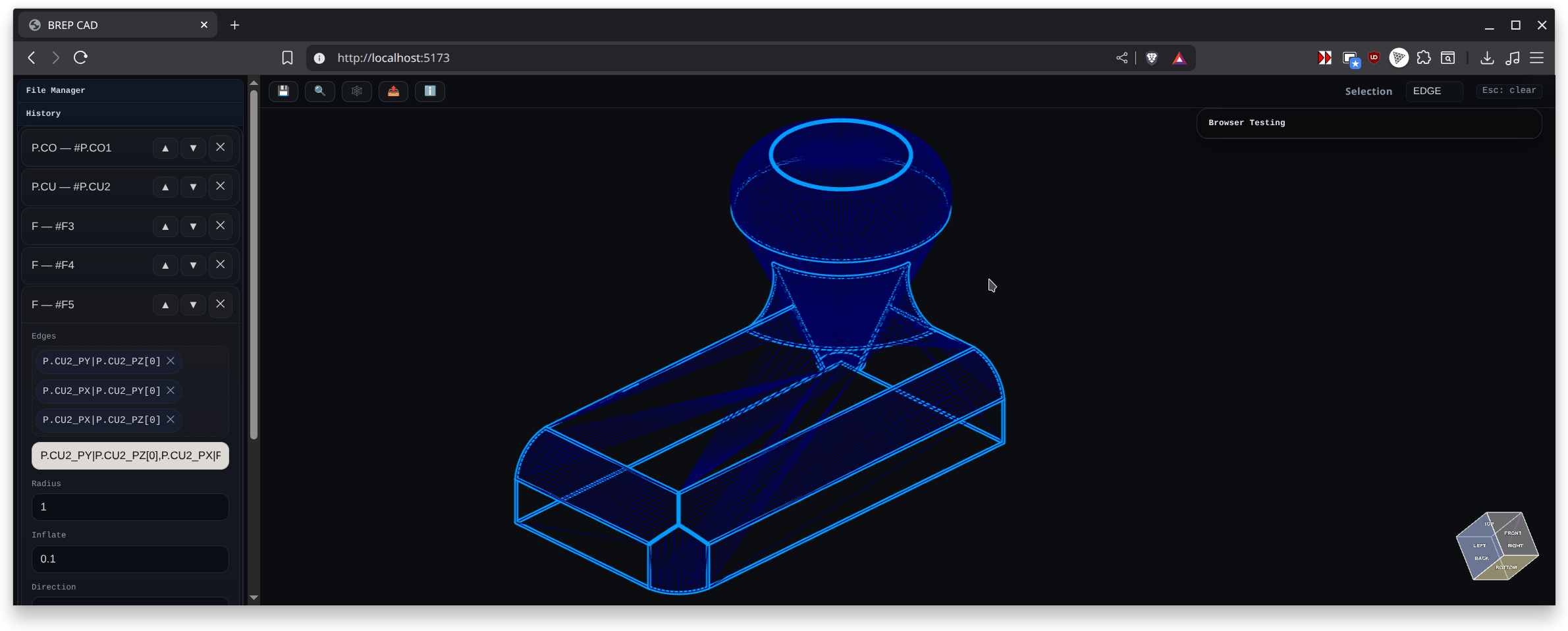 New parametric CAD BREP kernel attempt