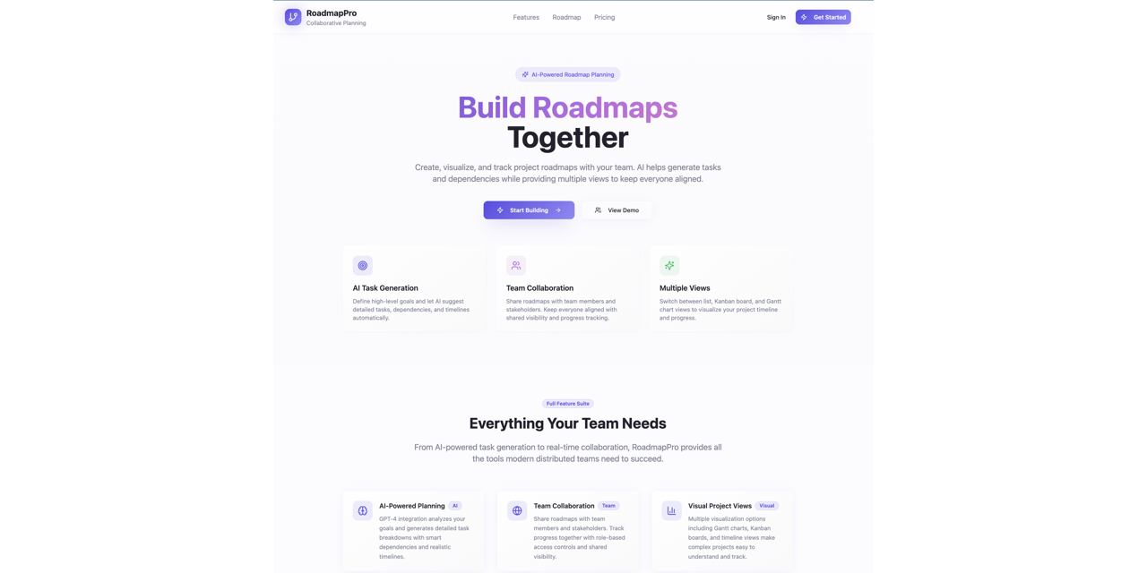 GitHub - RuthBhatti/RoadmapPro: AI-powered roadmap planning SaaS · GitHub