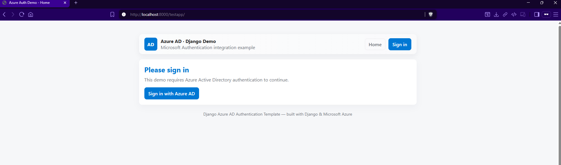 DjangoMicosoftAzureADAuth