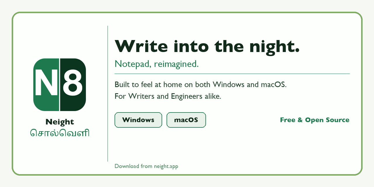 GitHub - venkatarangan/neight: Neight (pronounced N8) is a text editor ...