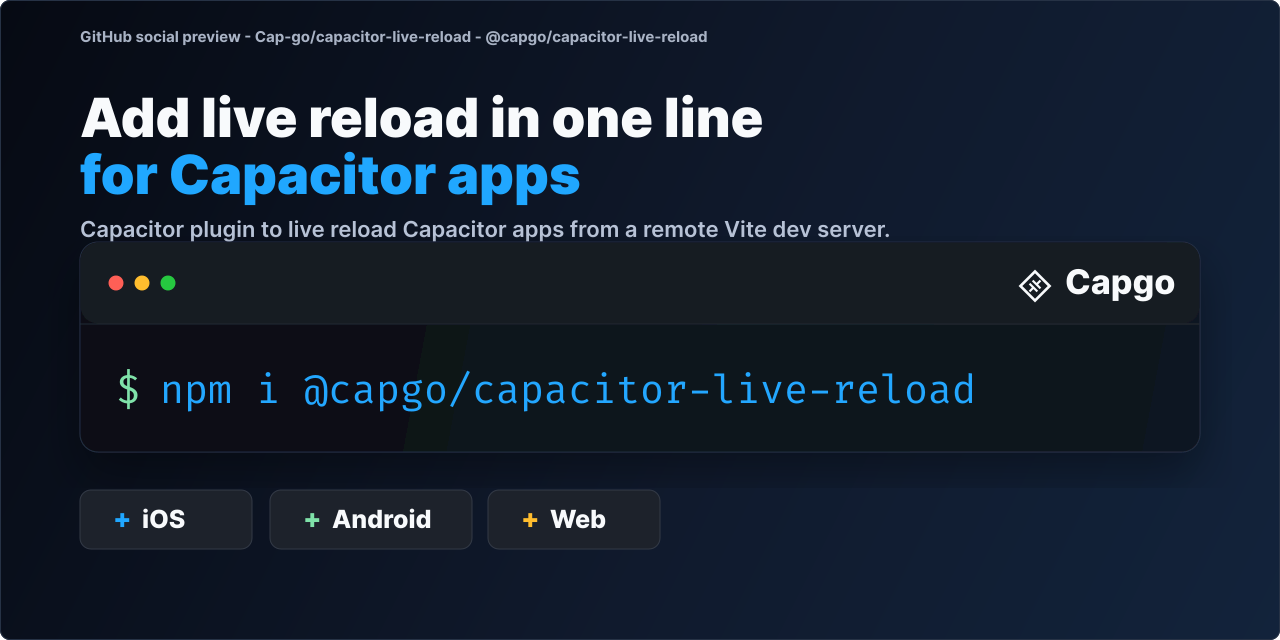 GitHub - Cap-go/capacitor-live-reload: Capcitor plugin to live reload ...