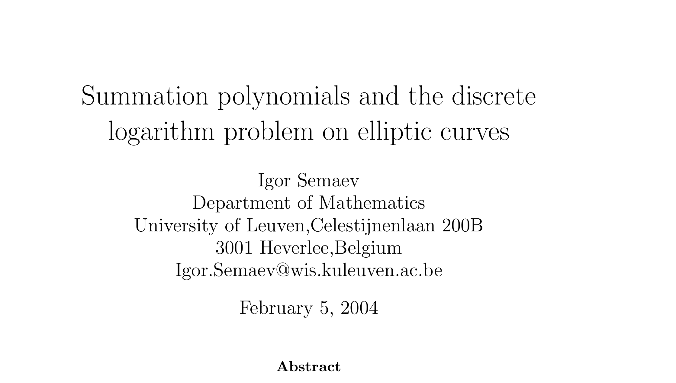 Semaev-Summation-Polynomials-for-Index-Calculus-on-an-Elliptic-Curve-like-Satoshi-Wallet