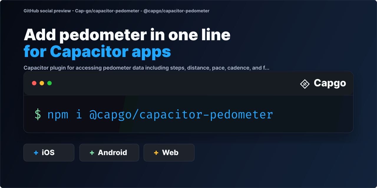 GitHub - Cap-go/capacitor-pedometer: Capacitor plugin for accessing ...
