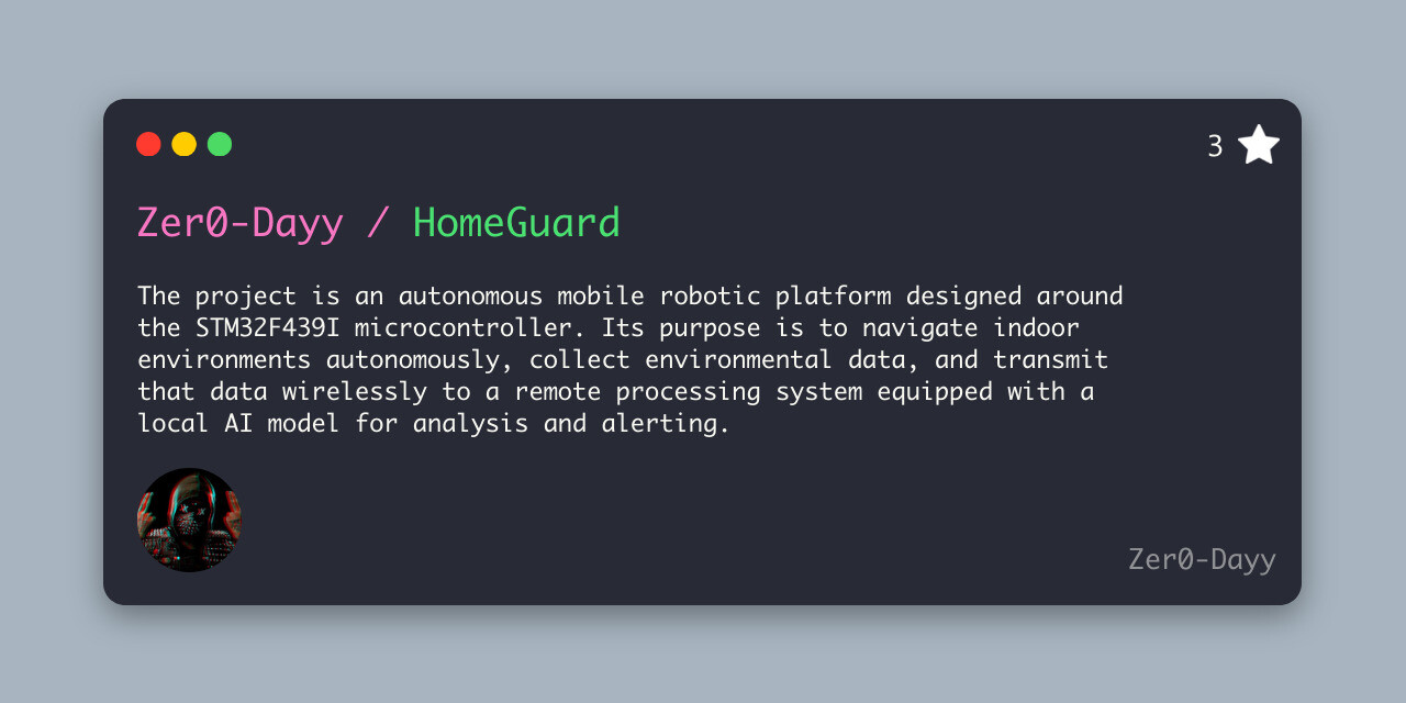 GitHub - Zer0-Dayy/HomeGuard: The project is an autonomous mobile ...