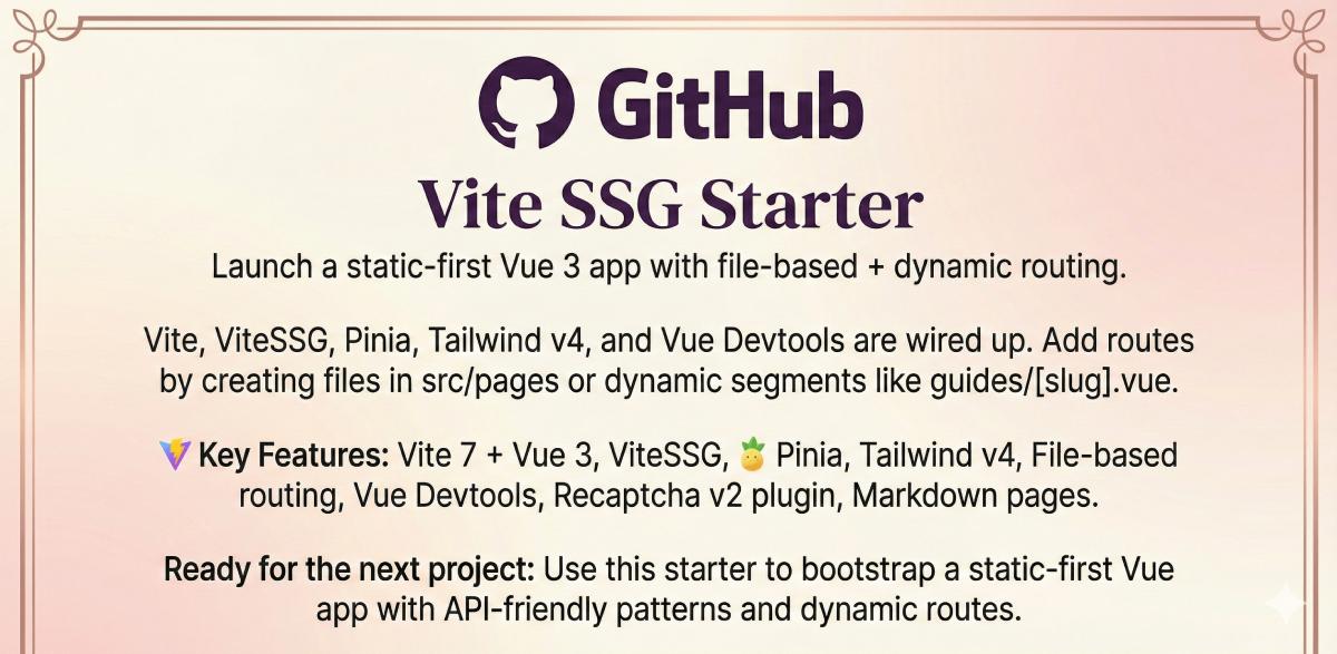 GitHub - barayuda/vue-vite-ssg-starter: A static-first Vue app with API ...