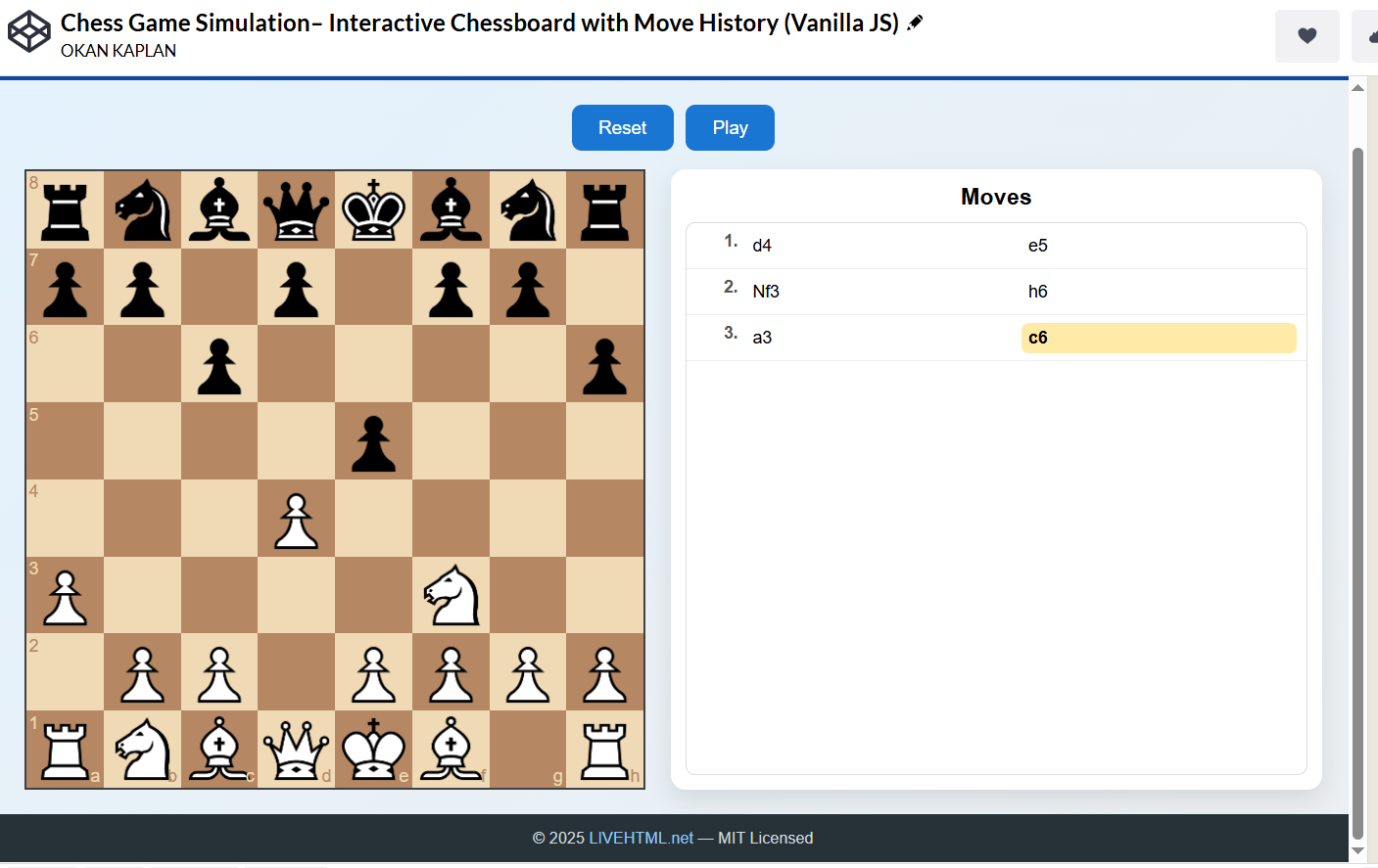 GitHub - okankaplanedu/Chess-GameInteractive-Chessboard-Move-History ...