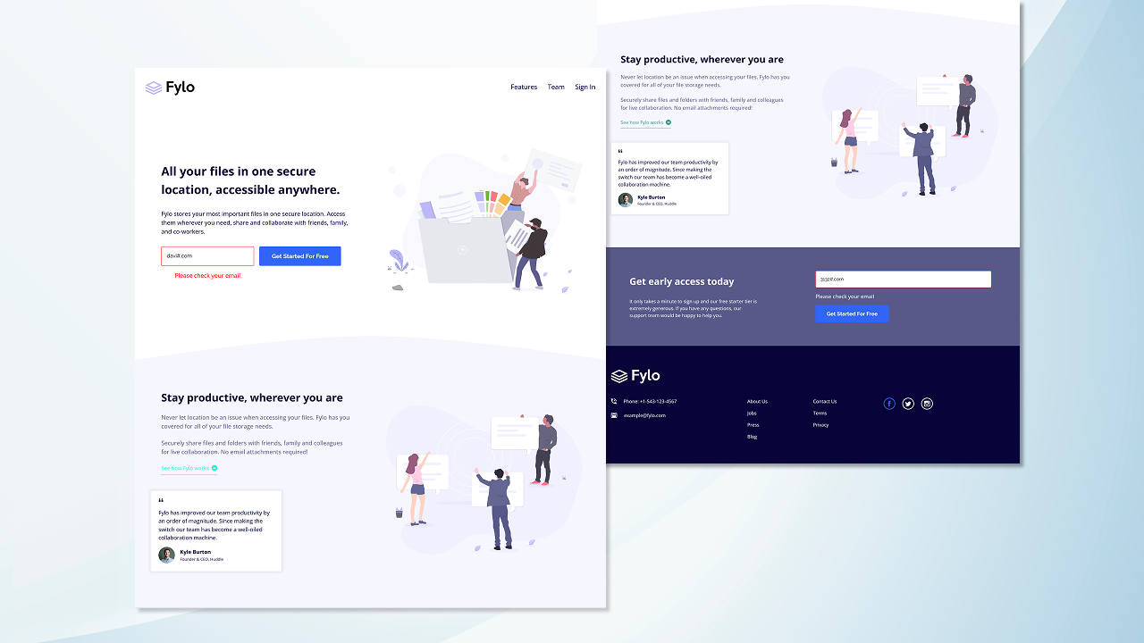 fylo-landing-page-with-column