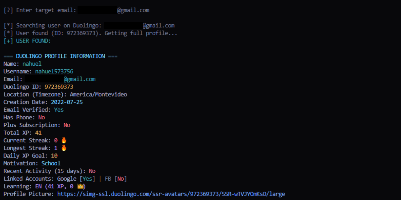 Duolingo-email-osint