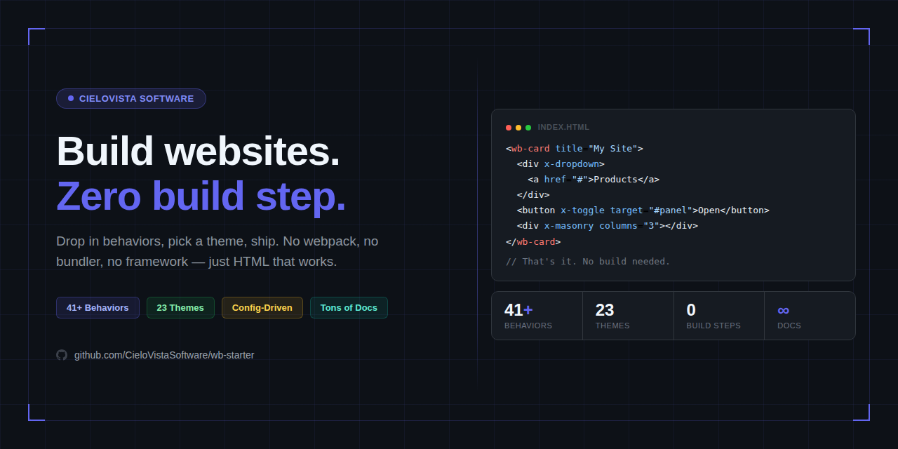 GitHub - CieloVistaSoftware/wb-starter: Website Builder Starter Project ...