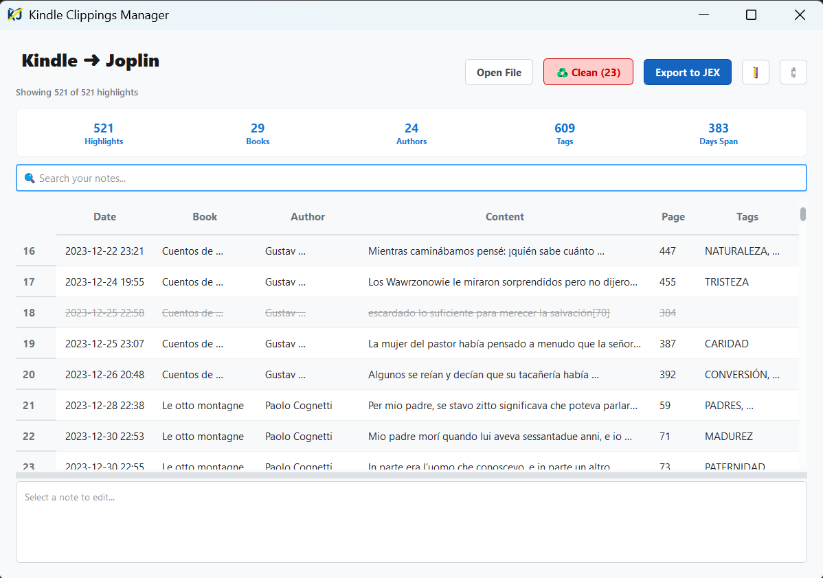 KindleClippingsToJEX