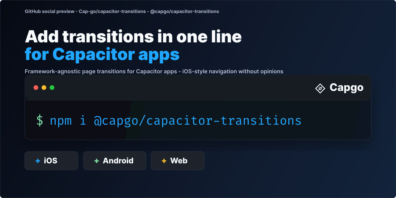 GitHub - Cap-go/capacitor-transitions: Framework-agnostic page ...