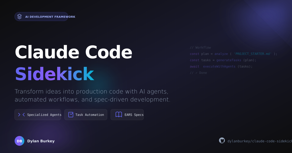 GitHub - dylanburkey/claude-code-sidekick: The only Claude Code toolkit ...