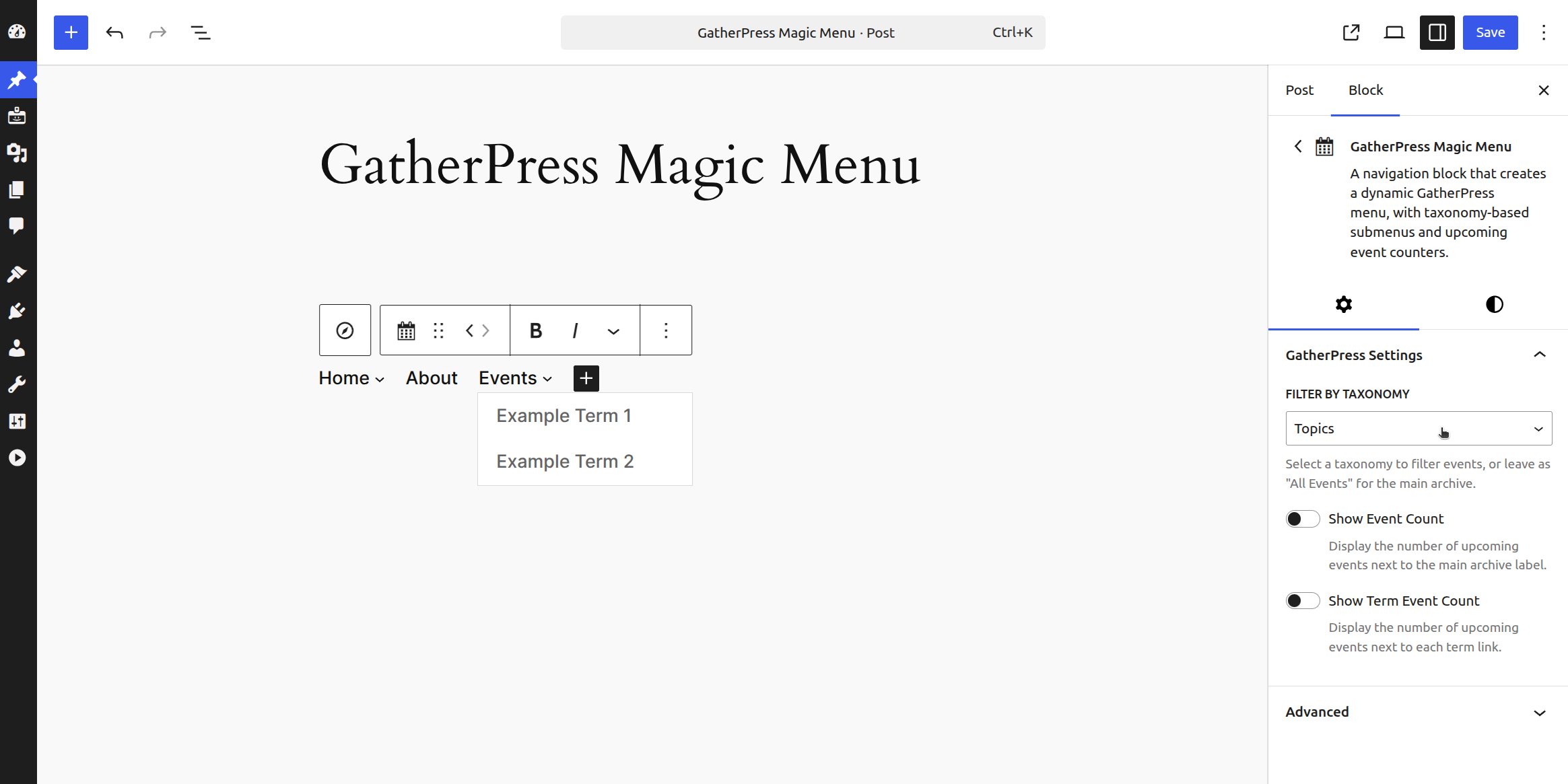 gatherpress-magic-menu