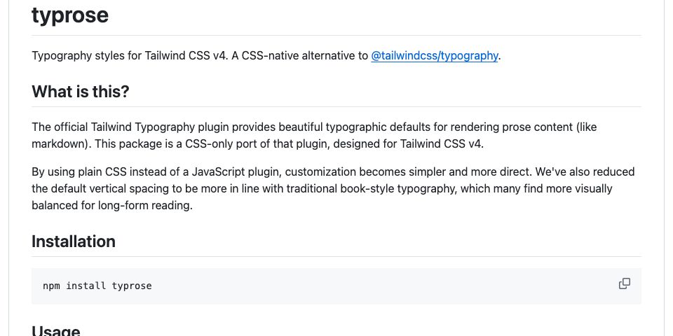 GitHub - AnswerDotAI/typrose: Typography styles for Tailwind CSS v4. A ...