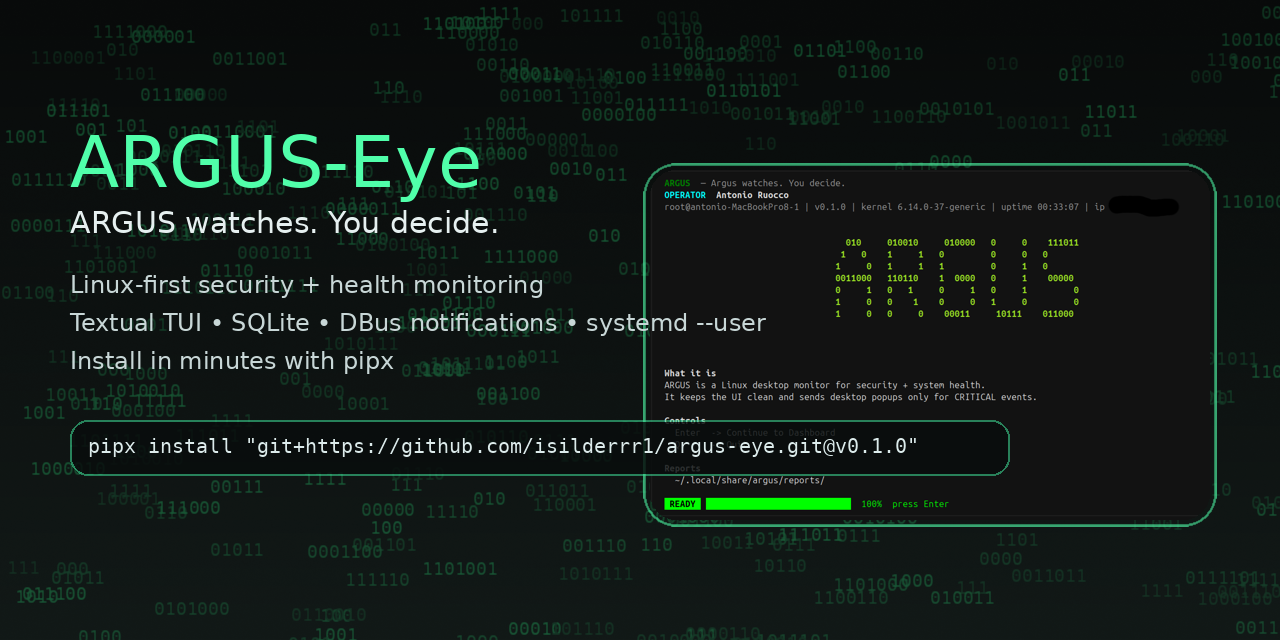 GitHub - isilderrr1/argus-eye: Local security & health monitoring for ...
