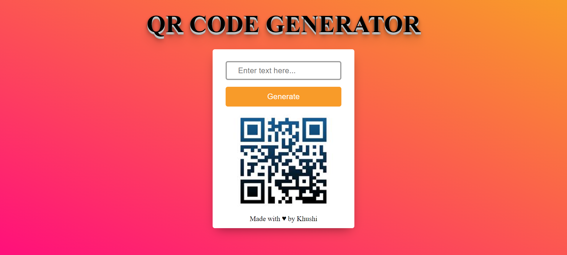GitHub - harshitha316/QR-CODE-GENERATOR: web devlopment project