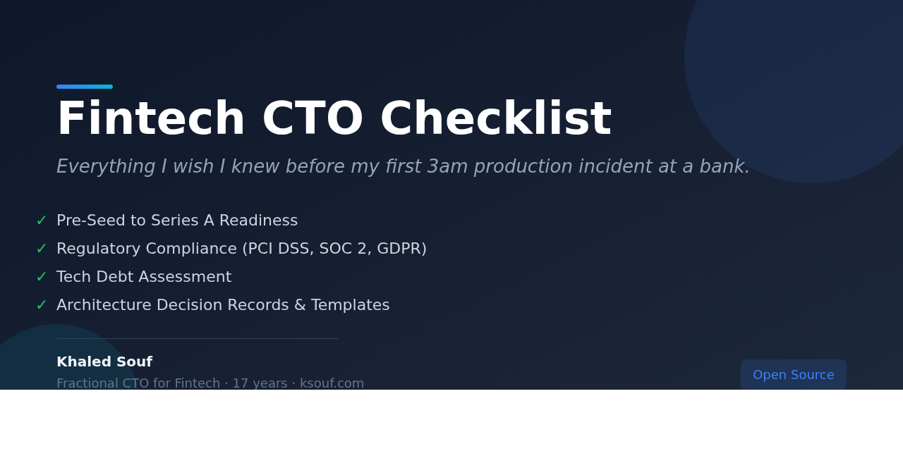GitHub - ksouf/fintech-cto-checklist: Checklists and templates for ...