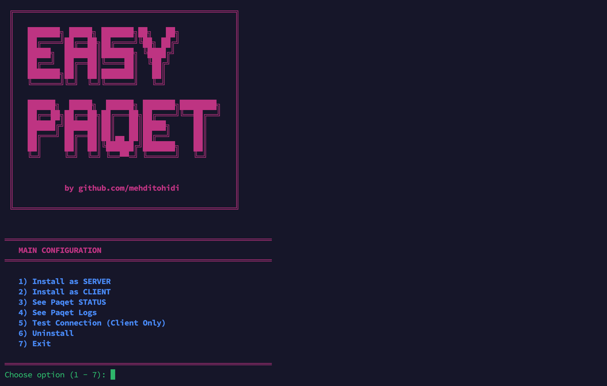 GitHub - mehditohidi/easypaqet: Easy Installer for Paqet. · GitHub