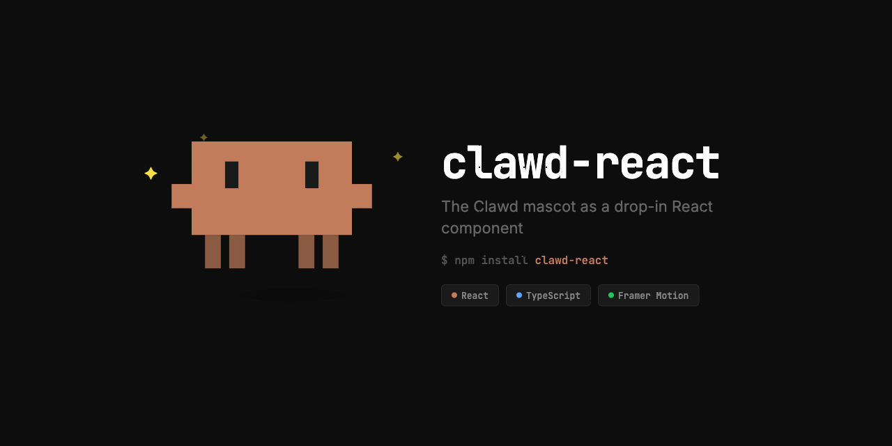 GitHub - stevysmith/clawd-react: The Clawd mascot as a drop-in React ...