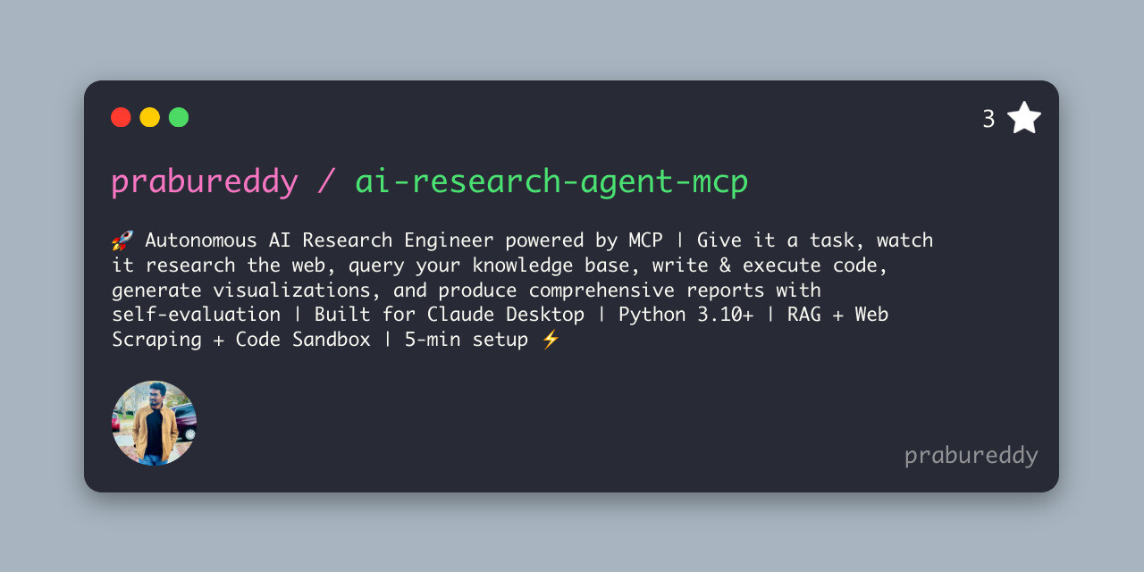 GitHub - prabureddy/ai-research-agent-mcp: 🚀 Autonomous AI Research ...