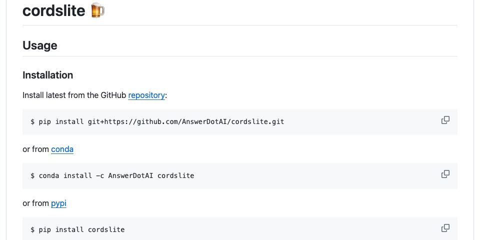 GitHub - AnswerDotAI/cordslite · GitHub