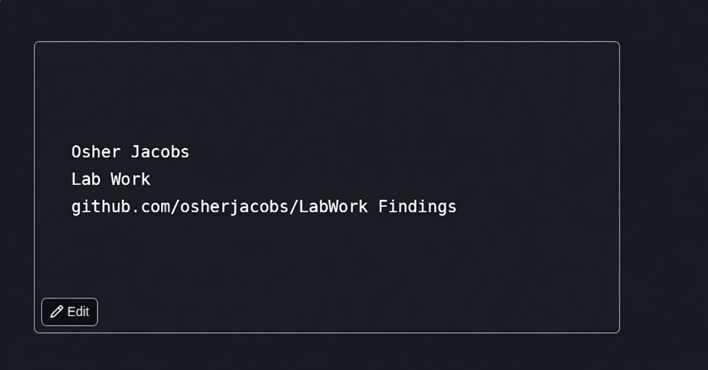 GitHub - osherjacobs/LabWork_Findings: Lab Work · GitHub