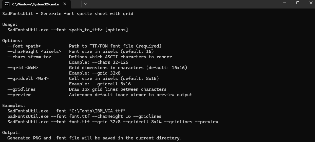 GitHub - tfi01/SadFontsUtil: CLI utility to generate SadConsole bitmap ...