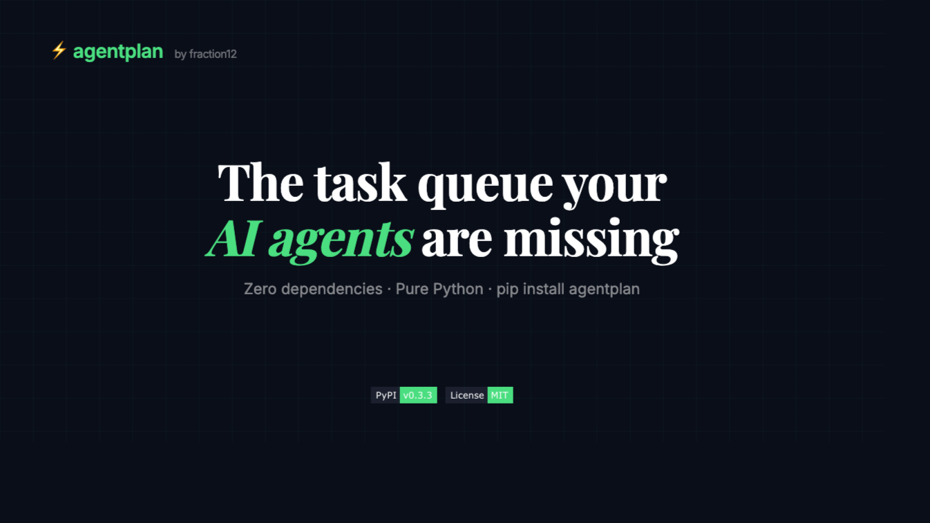 GitHub - fraction12/agentplan: A shared to-do list for AI agents. Zero ...