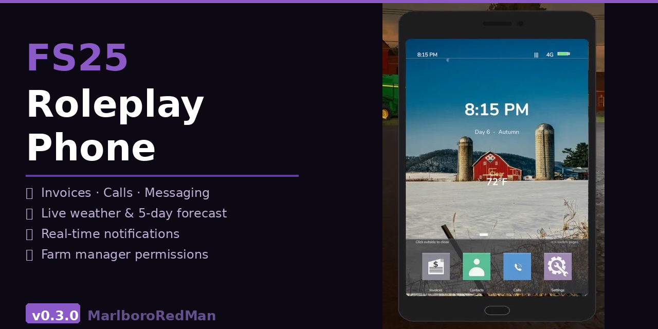 GitHub - MarlboroRedMan/FS25_RoleplayPhone: A full-featured roleplay ...
