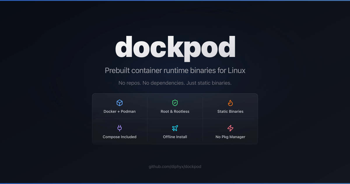 GitHub - diphyx/dockpod: Quick container runtime setup for Linux. · GitHub