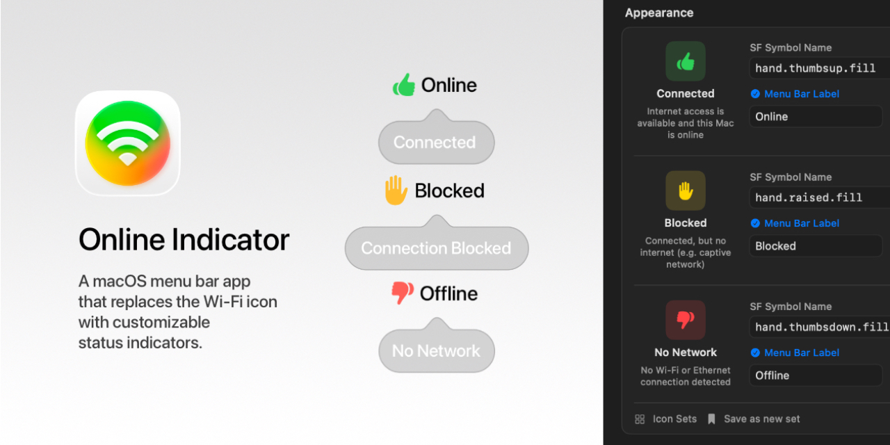 GitHub - bornexplorer/OnlineIndicator: A macOS menu bar app that ...