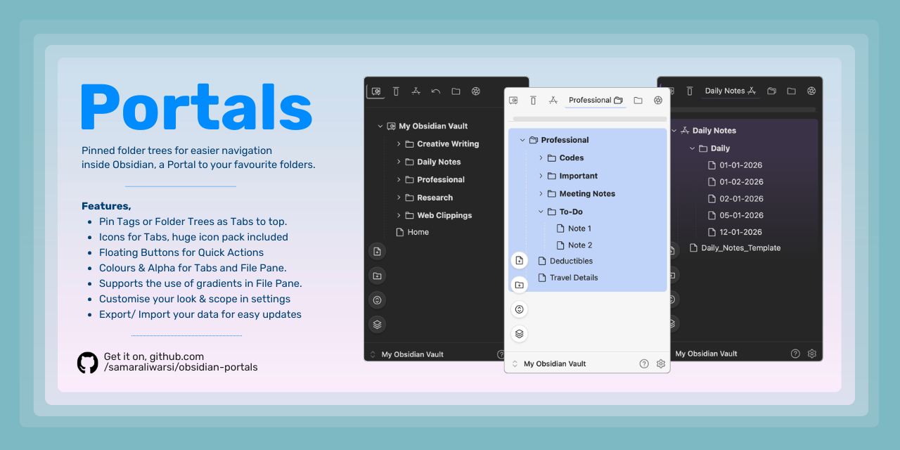 GitHub - samaraliwarsi/obsidian-portals: Obsidian plugin to create ...