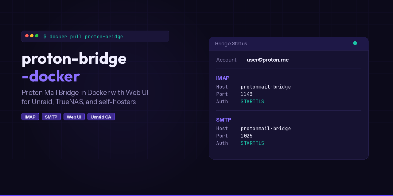 GitHub - pattertj/proton-bridge-docker: Proton Bridge Docker · GitHub