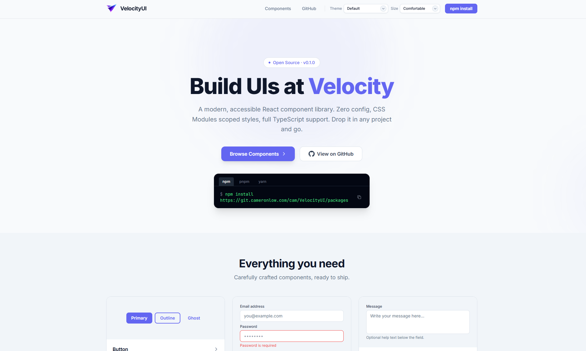 GitHub - clow99/VelocityUI: An accessible React component library with ...