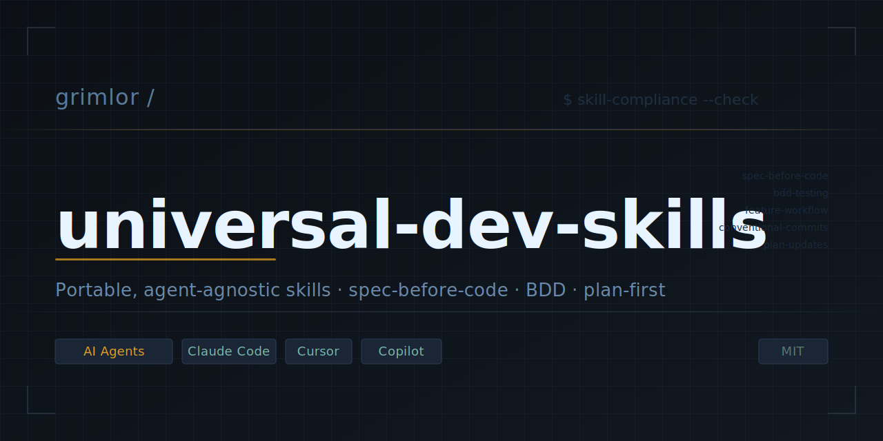 GitHub - grimlor/universal-dev-skills: Standardized, repo-agnostic ...