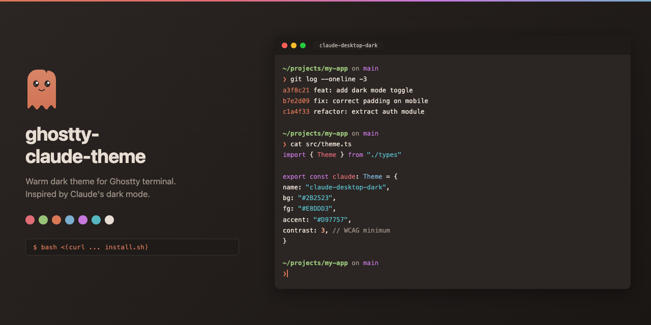 GitHub - steavenpm/ghostty-claude-theme: Warm dark theme for Ghostty ...
