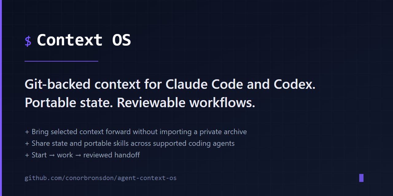agent-context-os — Portable, evolving context and workflow layer that works across Claude Code, Codex,…