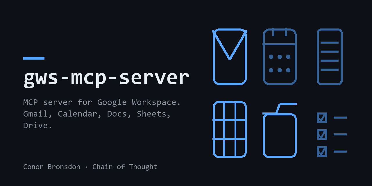 GitHub - conorbronsdon/gws-mcp-server: Curated MCP server for Google ...