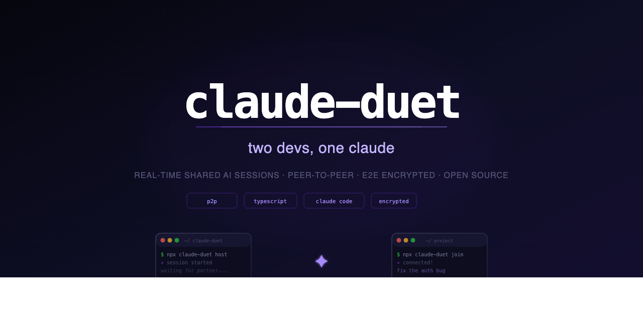 GitHub - EliranG/claude-duet: Two devs, one Claude. Share a Claude Code ...