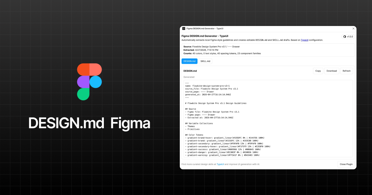 GitHub - bergside/design-md-figma: Figma plugin that extracts local style guidelines and generates DESIGN.md and SKILL.md files for AI tools such as Claude Code, Codex, Cursor, and other AI tools
