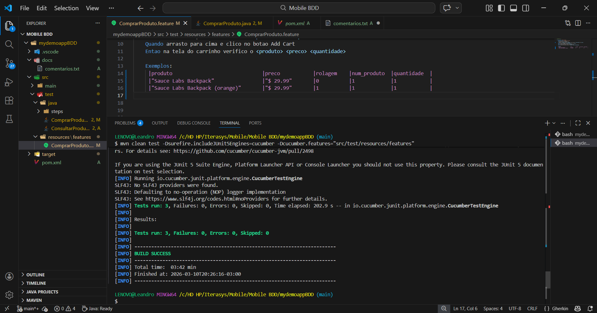mydemoappbdd/mydemoappBDD/src/test/java at main · Leandrocardinho ...